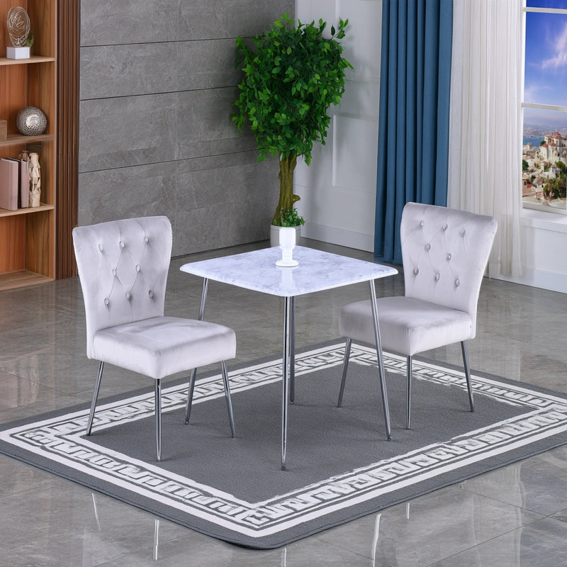 Eetkamerset met tafel en stoelen met marmerlook, kleur grijs