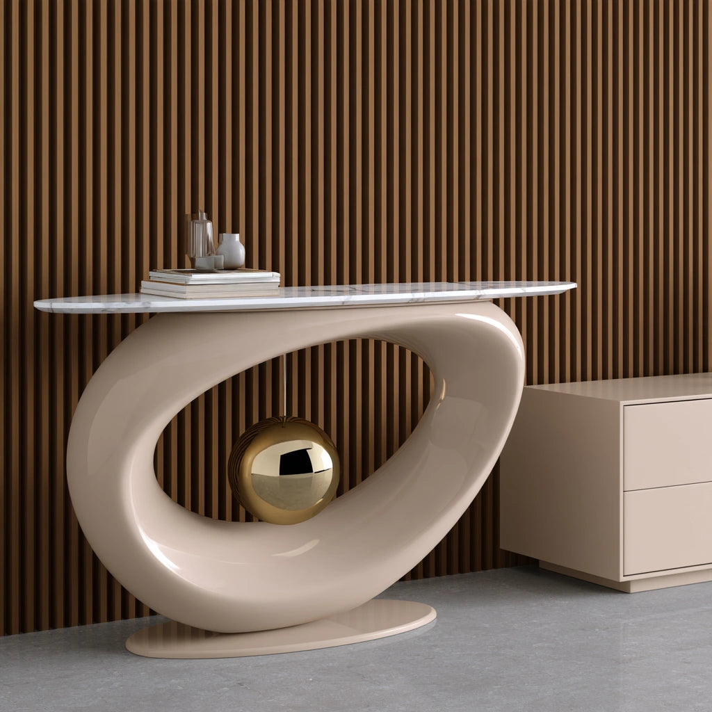 Sidetable voor de hal met marmerlook, kleur wit