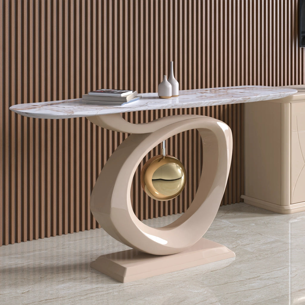 Sidetable voor de hal met marmerlook, kleur wit