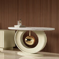 Sidetable voor de hal met marmerlook, kleur wit