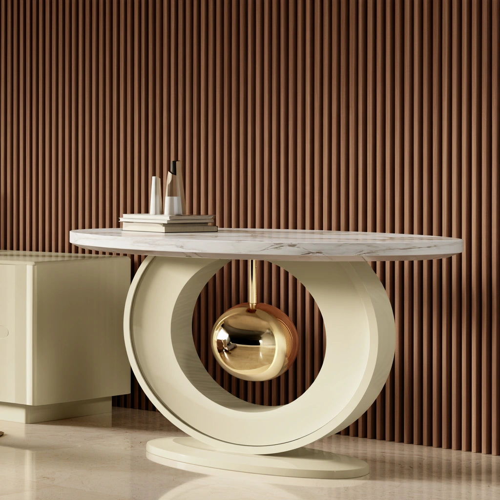 Sidetable voor de hal met marmerlook, kleur wit
