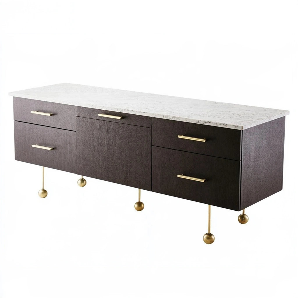Dressoir met marmerlook, kleur wit