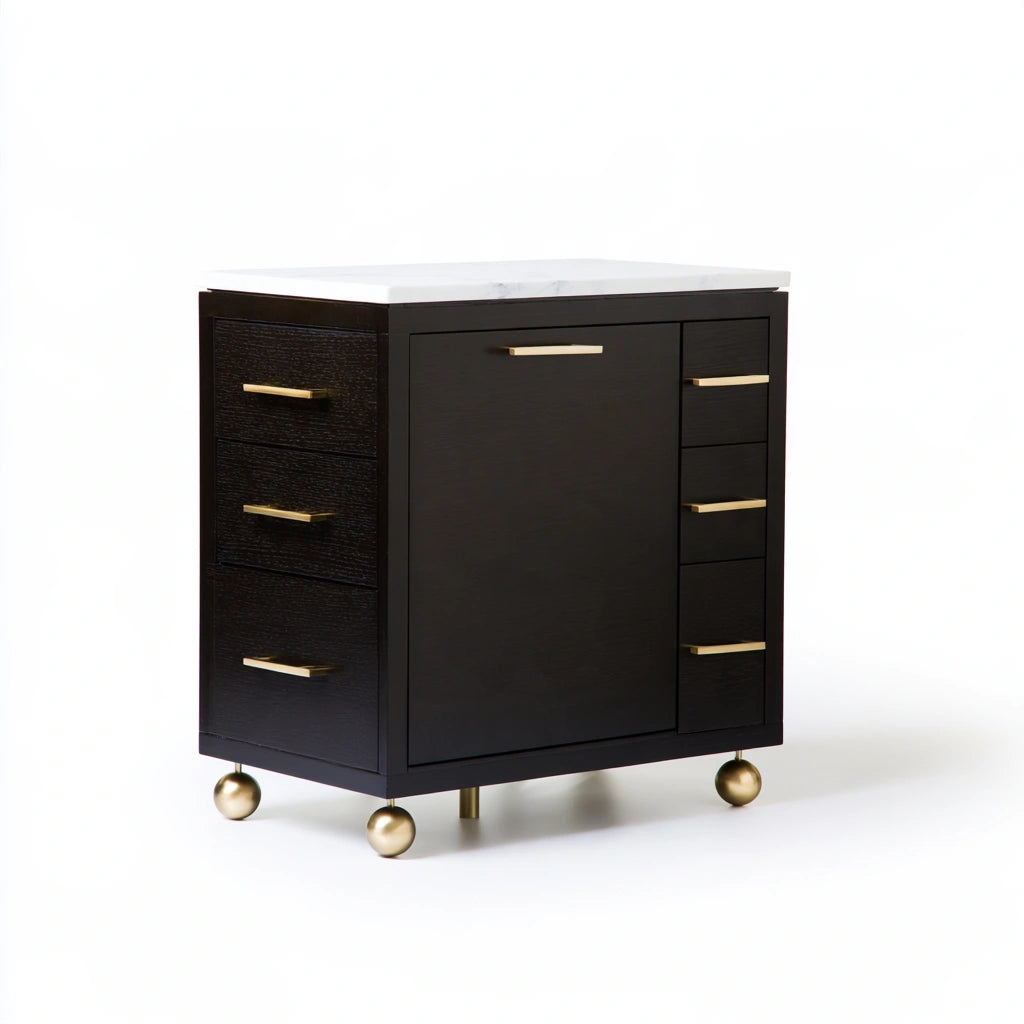 Dressoir met marmerlook, kleur wit
