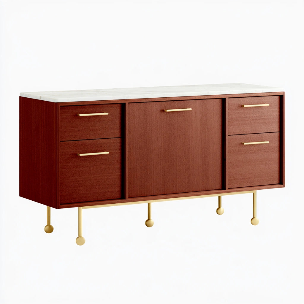 Dressoir met marmerlook, kleur wit