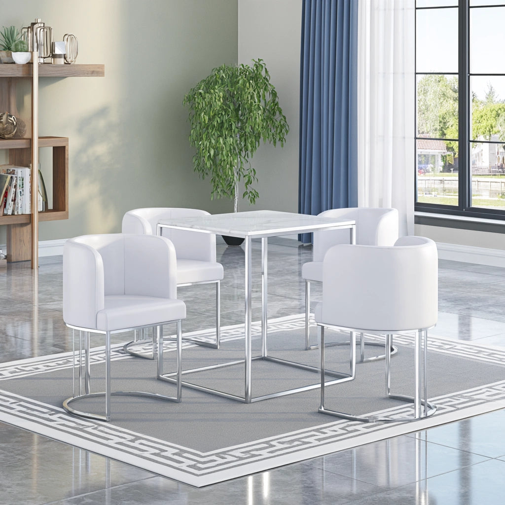 Eetkamerset met tafel en stoelen met marmerlook, kleur grijs